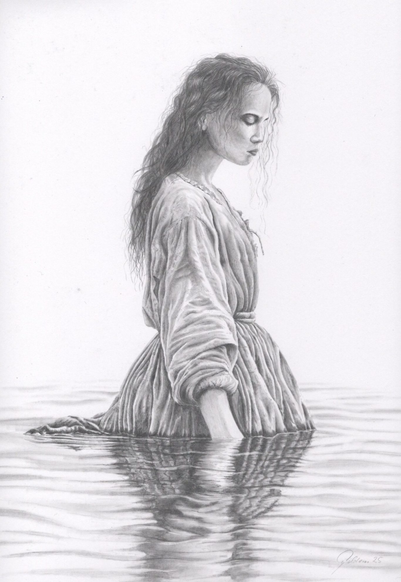 das Strandhaus Bleistiftkunst,eine realistische Zeichnung von einer Ruine am Strand